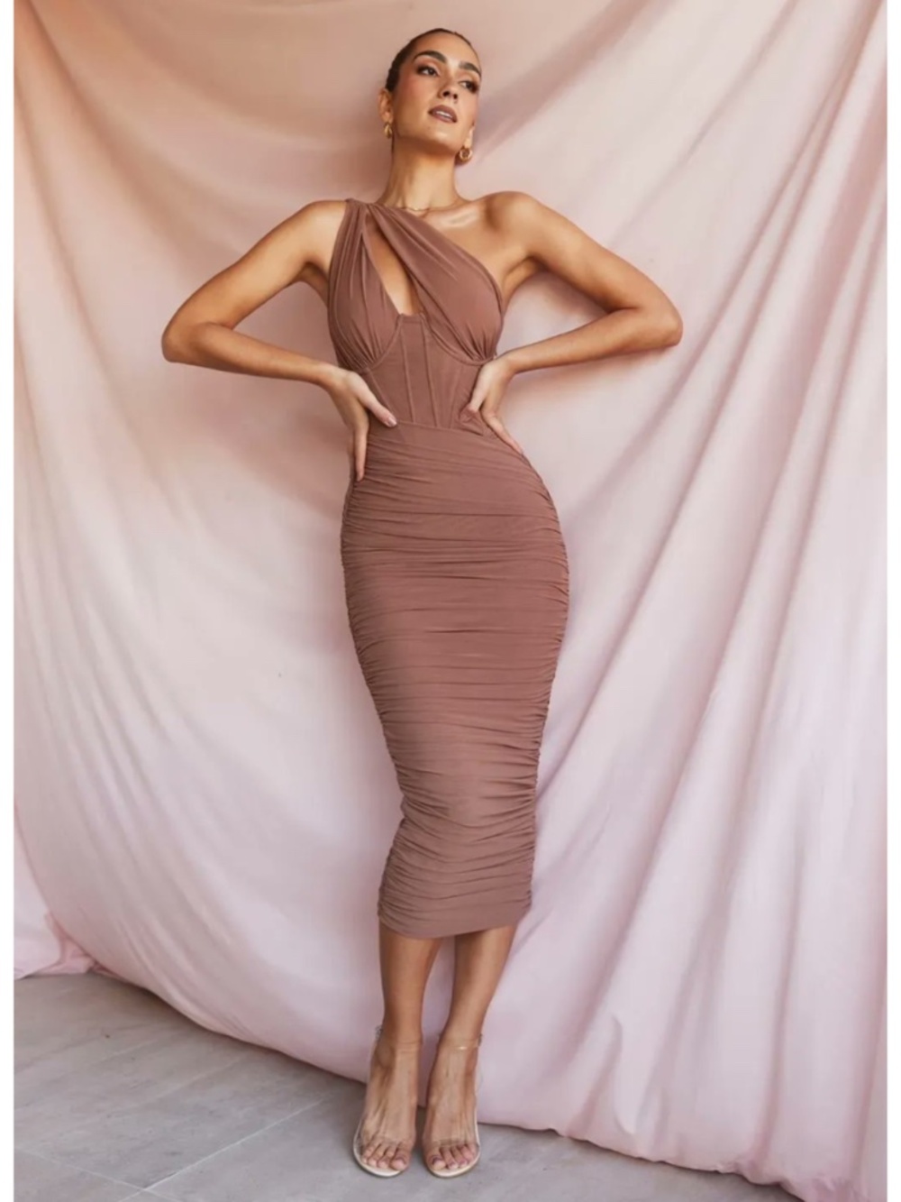 NEW House of CB Valentina Dress Chocolate Mocha XS with Plus Cup